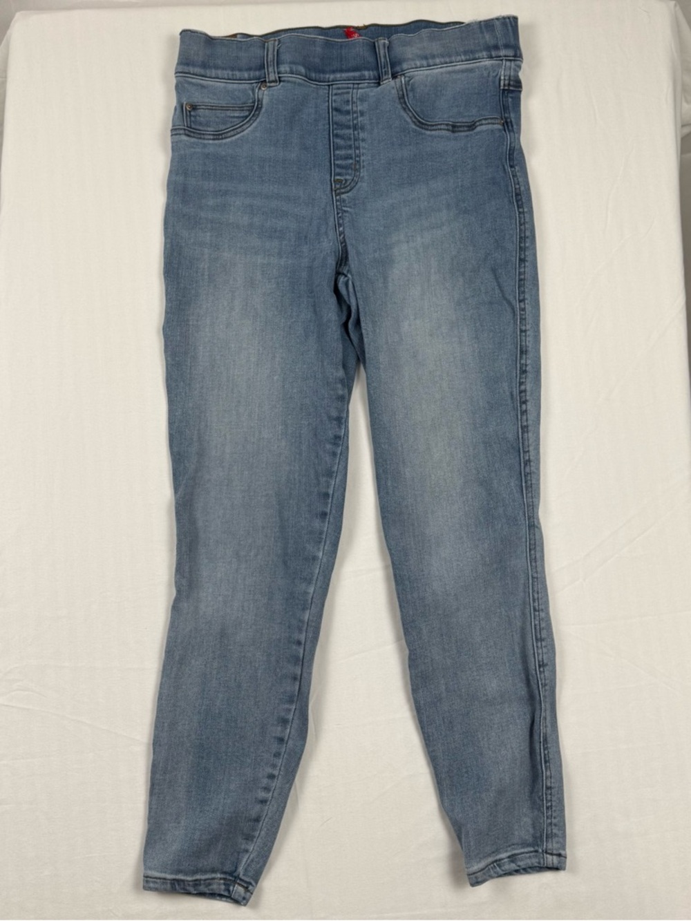 SPANX Women’s Medium Petite High Rise Skinny Light Wash Stretch Denim 29x25